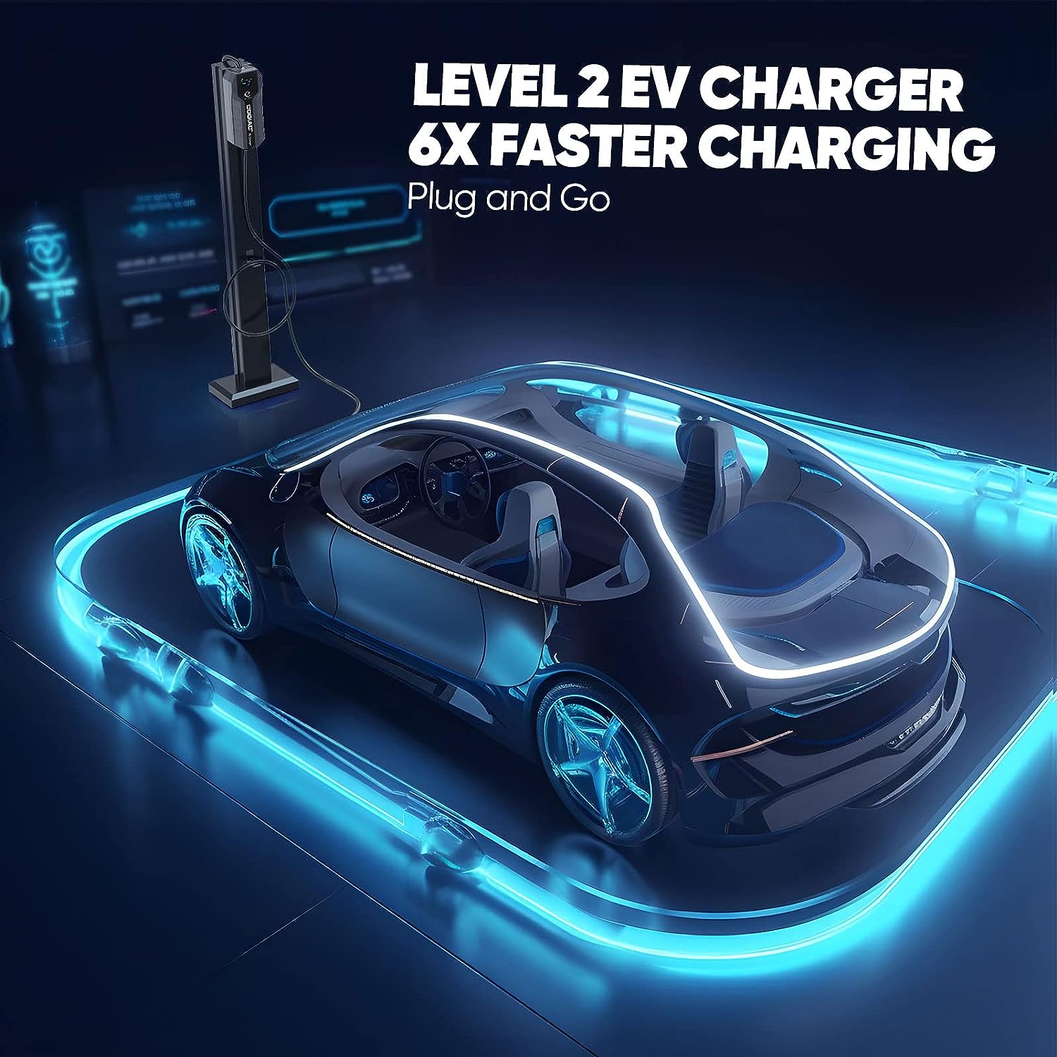 GODIAG EV Charger Portable 220V dual Voltage Modes 16 Amps Compatible with  J1772 Vehicles